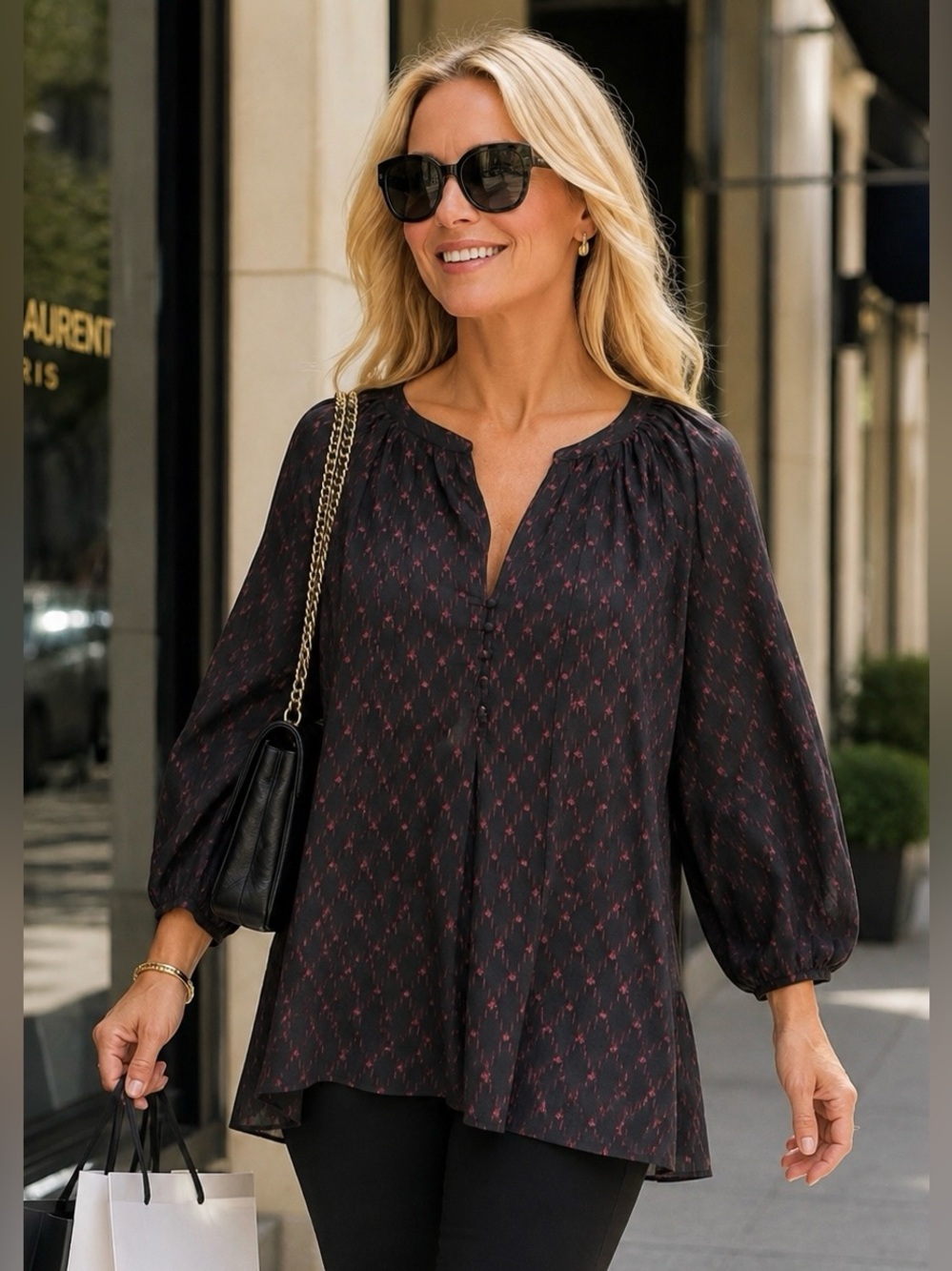 NWT Joie Caviar Floral PeasantBlouse M Balloon Sleeve Boho Top $268 Quiet Luxury